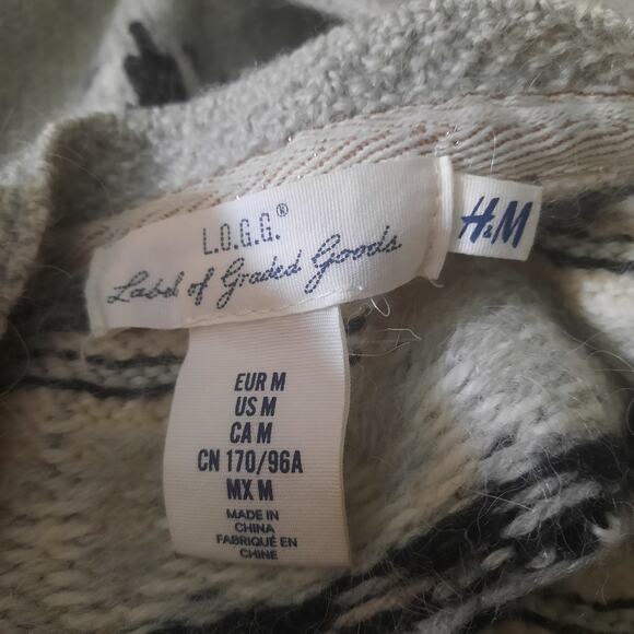 H&M Fair Isle Womens Button Front Wool Alpaca Blend Cardigan Sweater Size M - Picture 3 of 6